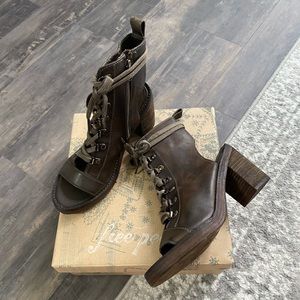 Free People City of Lights Leather Lace Up Heels